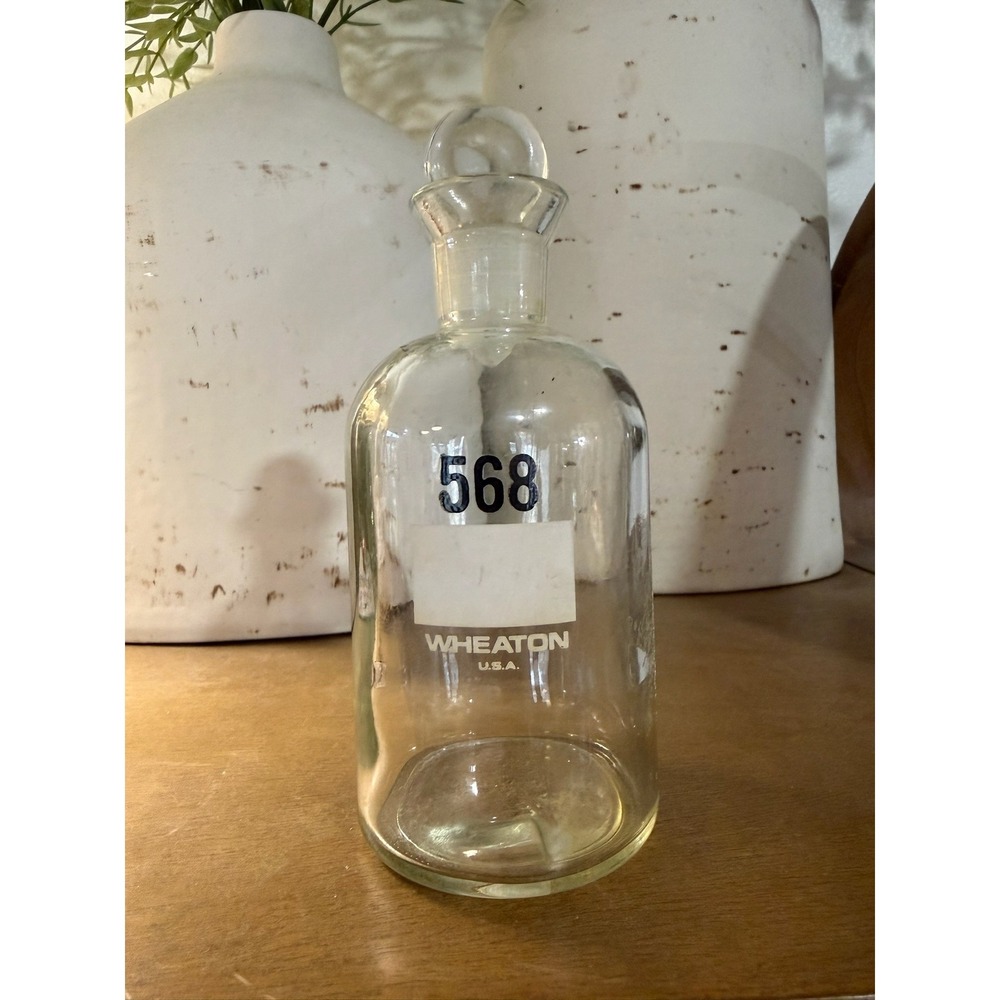 Vintage Wheaton‎ USA 568 Glass Apothecary Bottle with Ground Glass Stopper